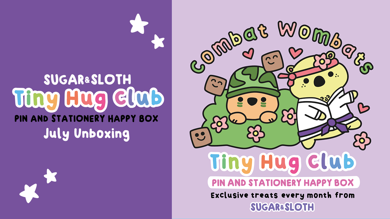 Sugar & Sloth Tiny Hug Club July Unboxing, see what's inside the pin & stationery subscription box