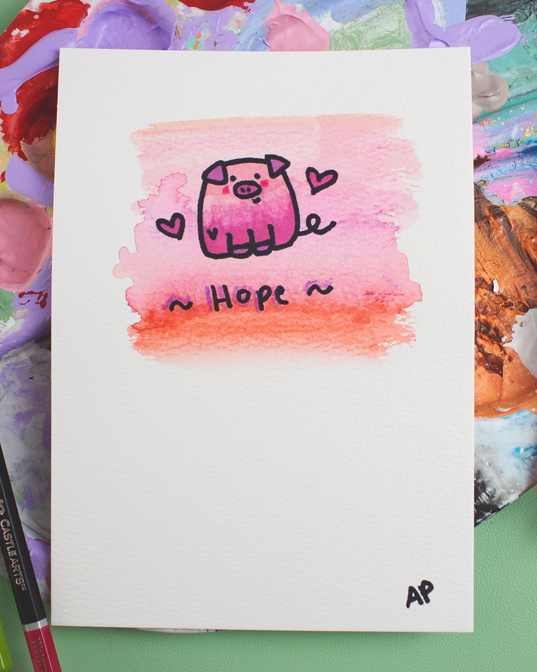 Mini Manifestation 20/20: Hope - Watercolour and Ink original artwork on A5 textured art paper