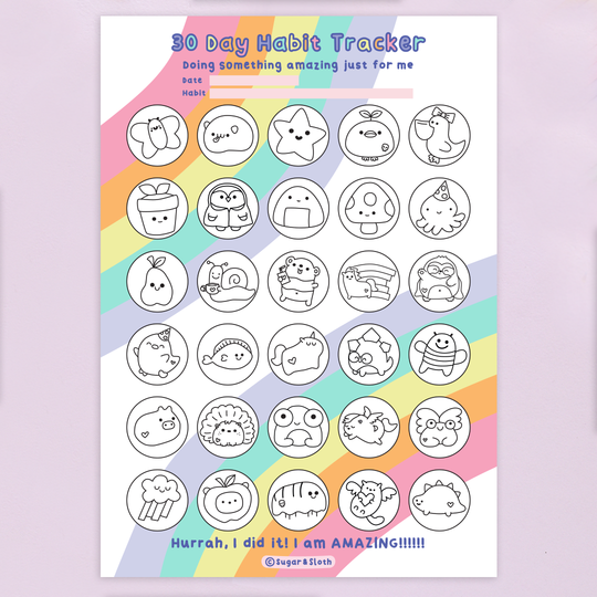 Digital Download PDF: 30 Day Habit Tracker - Colour-in Download