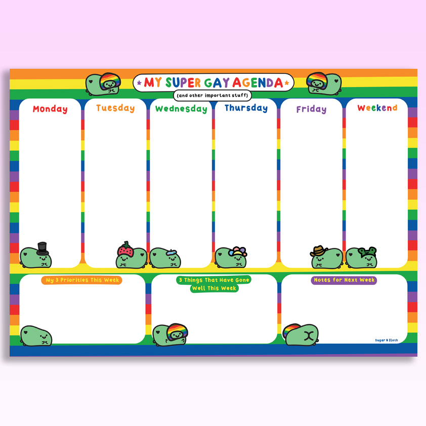 My Super Gay Agenda Rainbow Pride Froggie A4 Weekly Planner – Sugar and Sloth my-super-gay-agenda-rainbow-pride-froggie-a4-weekly-planner-sugar-and-sloth
