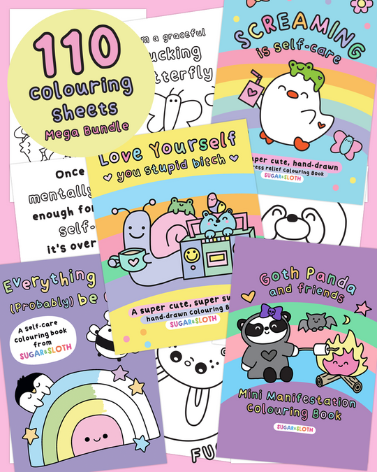 Bundle of 4 Digital PDF Colouring Books - Includes sweary and non-sweary books