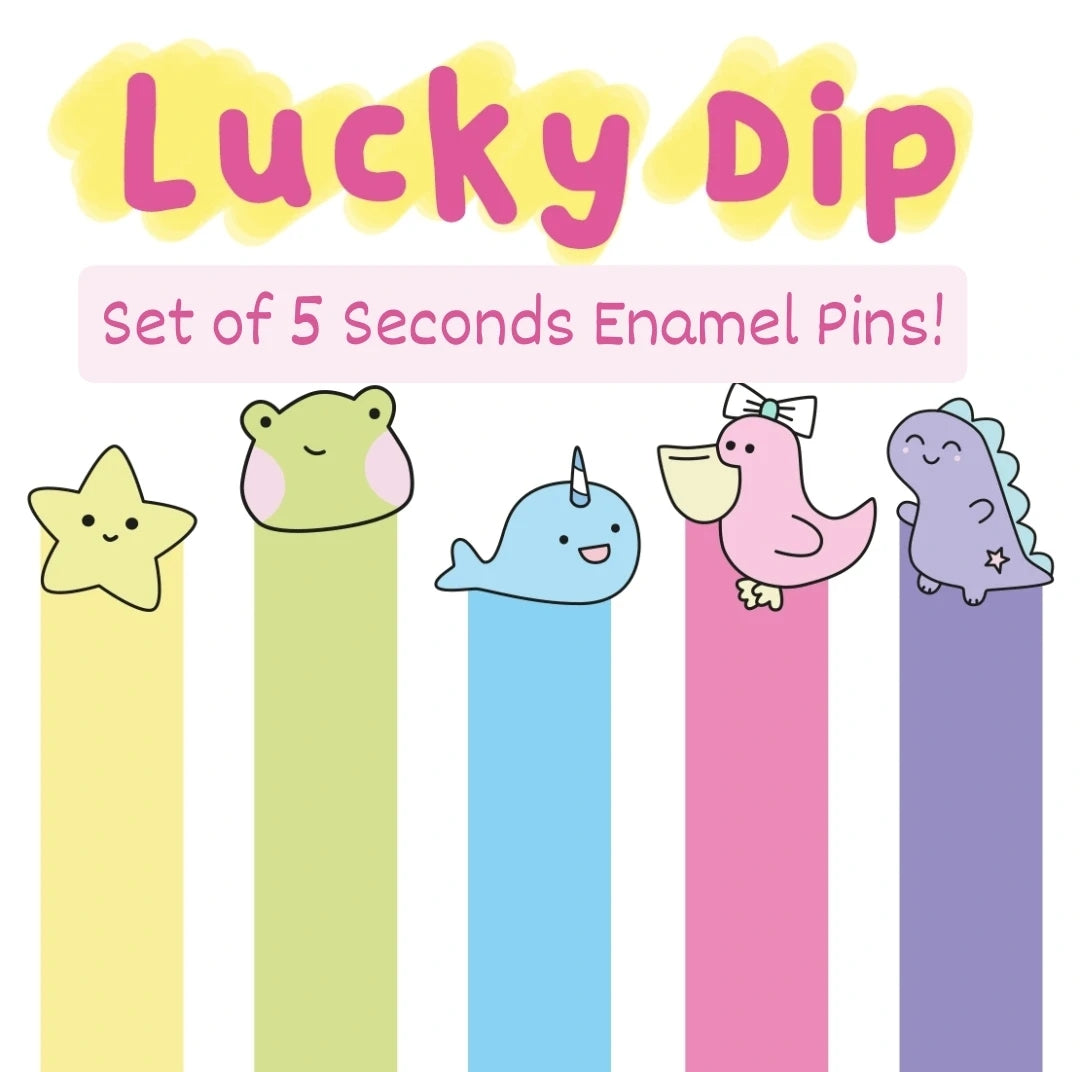 Set of 5 *Seconds* Enamel Pins Lucky Dip