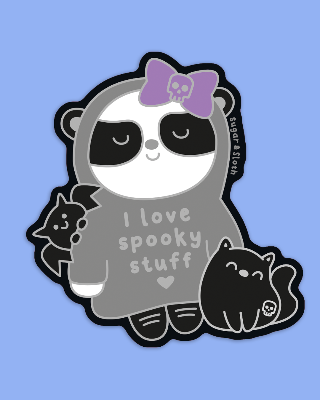 I Love Spooky Stuff - Goth Panda Vinyl Sticker