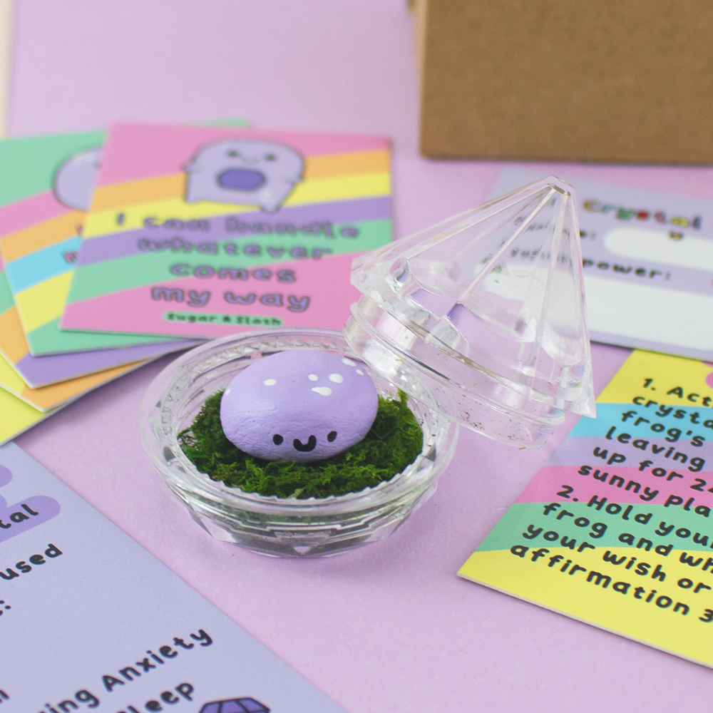 Tiny Crystal Wish Frog Kit: Amethyst to bring Peace & Calm
