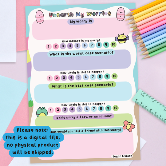Digital Download PDF: Unearth My Worries Worksheet