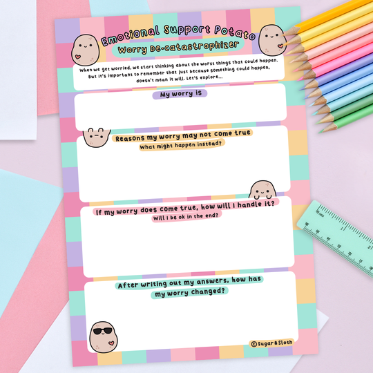 Digital Download PDF: Your Worry De-Castophizer Worksheet Download