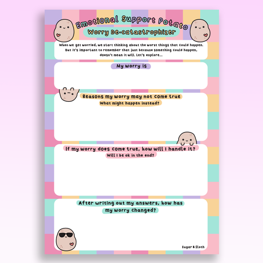 Digital Download PDF: Your Worry De-Castophizer Worksheet Download