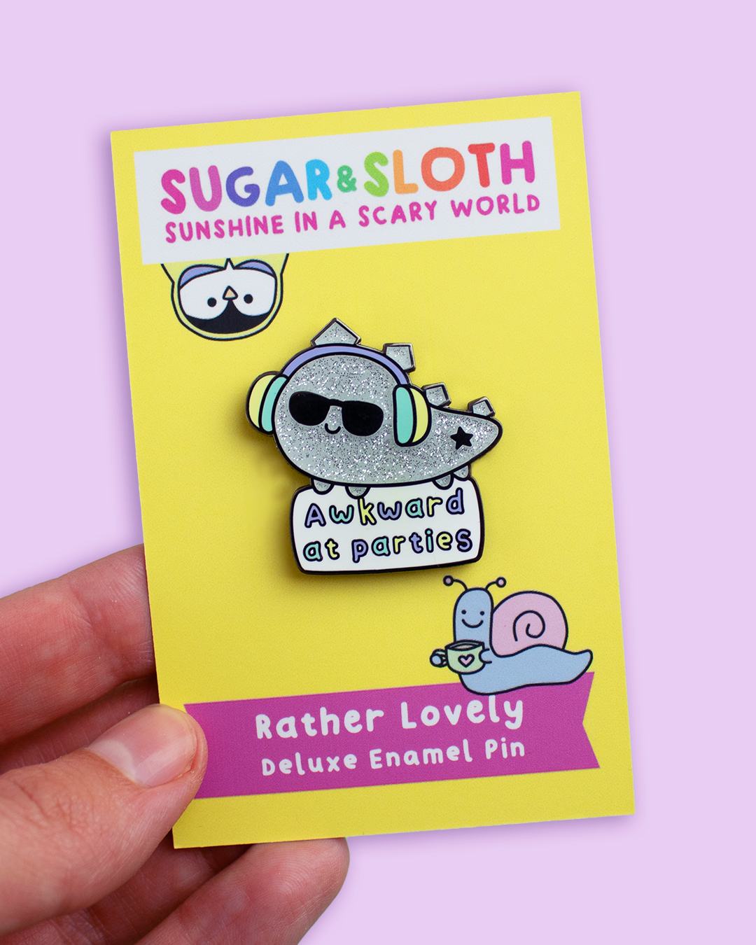 Awkward at Parties - Sparkly Dinosaur Enamel Pin