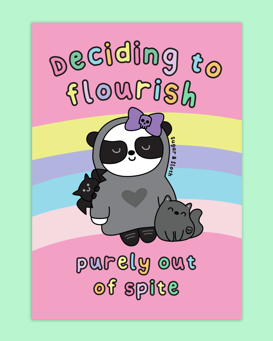 Deciding To Flourish, Purely Out Of Spite - Goth Panda A6 Postcard