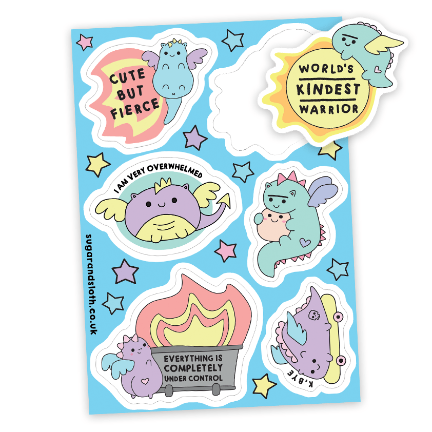 Dragons Vinyl Sticker Sheet A6