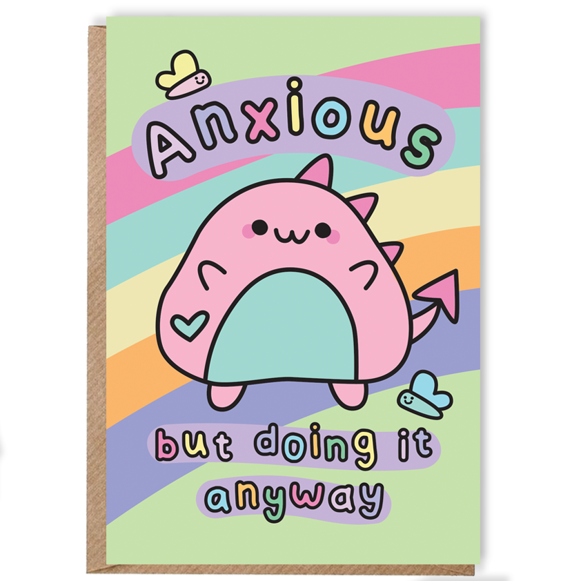 Anxious But Doing It Anyway - Dragon Greetings Card