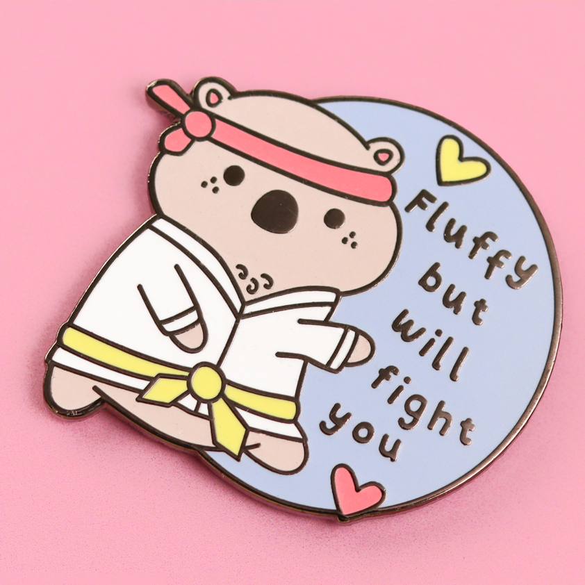 Fluffy But Will Fight You Wombat Enamel Pin