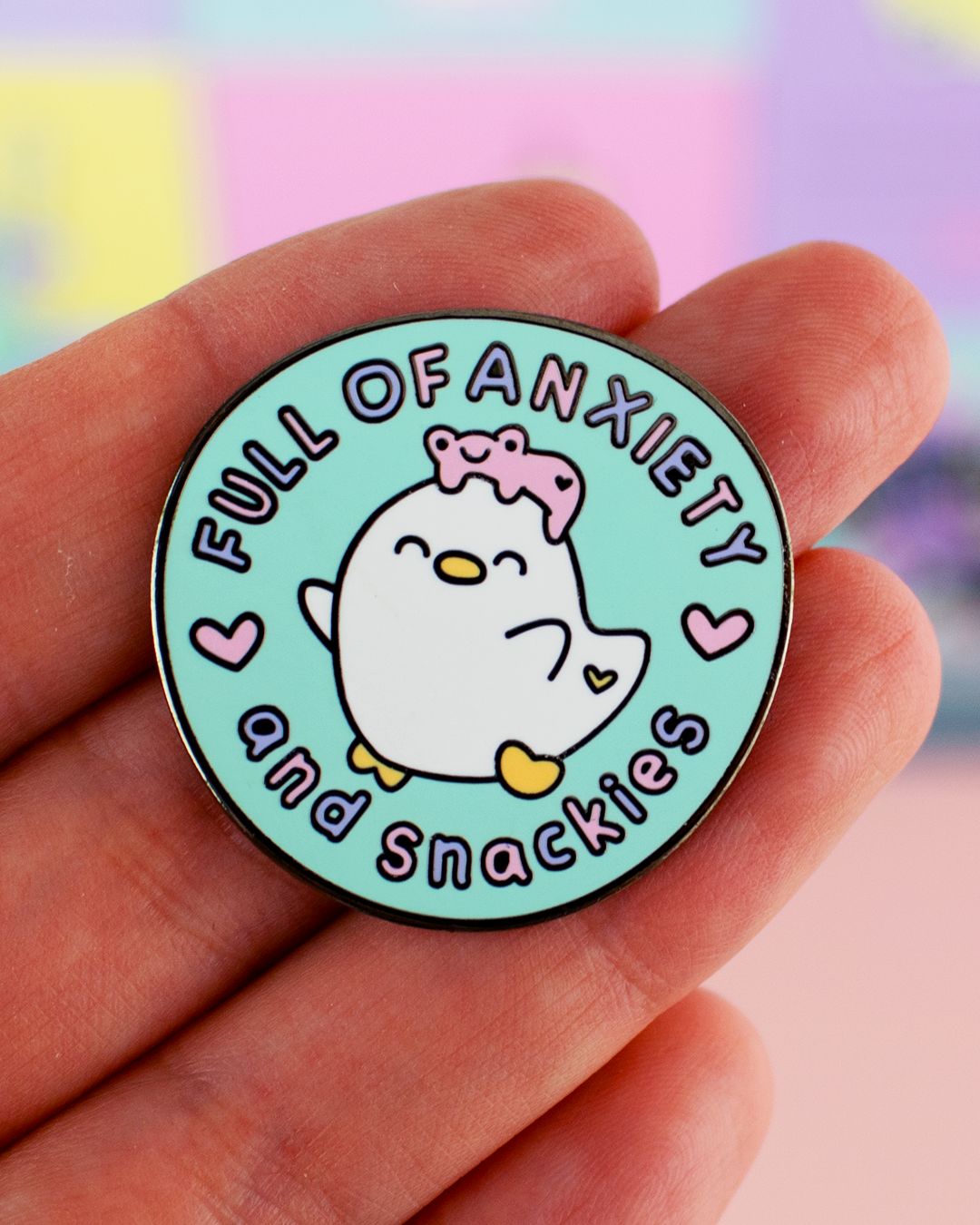 Full Of Anxiety And Snackies - Anoushka the Goose Enamel Pin