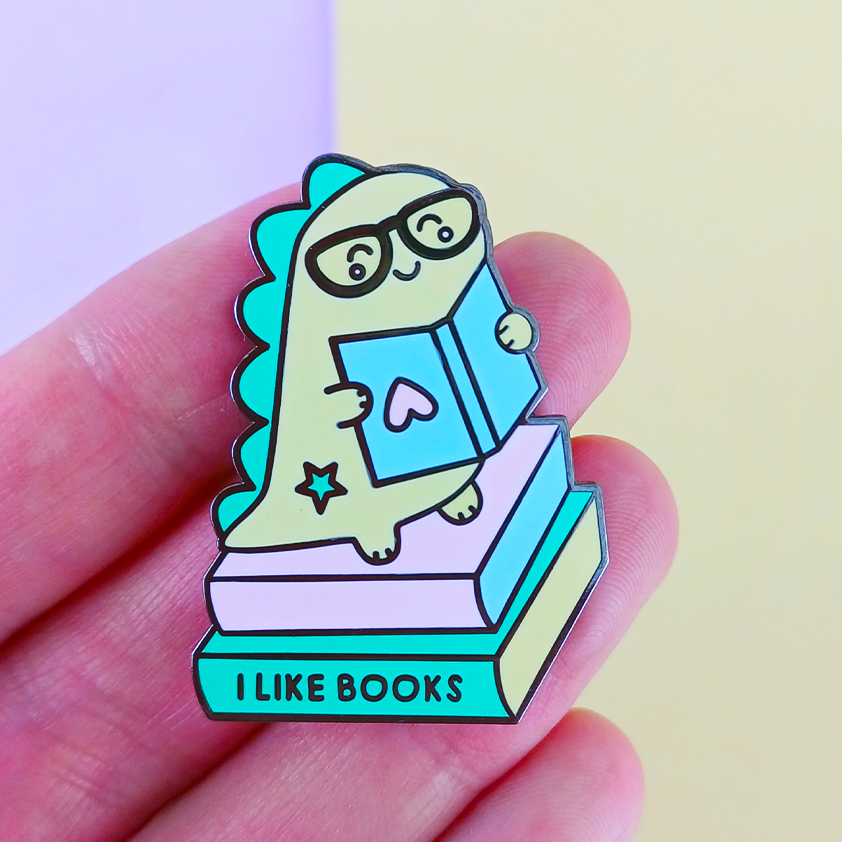 I Like Books DinosaurEnamel Pin