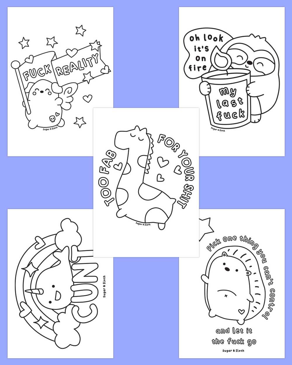 *PDF Download* Love Yourself You Stupid Bitch: The Colouring Book - 40 Bold and Easy Colouring Pages - SUPER SWEARY