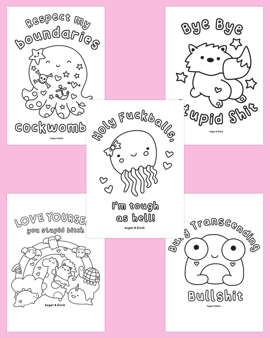 *PDF Download* Love Yourself You Stupid Bitch: The Colouring Book - 40 Bold and Easy Colouring Pages - SUPER SWEARY