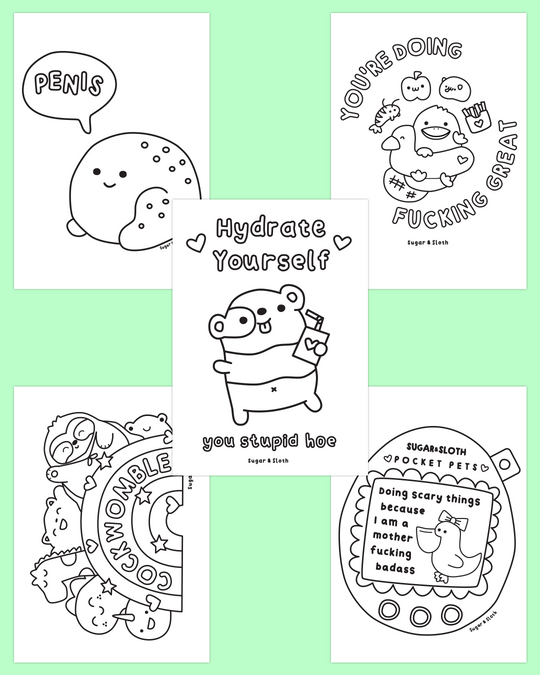 *PDF Download* Love Yourself You Stupid Bitch: The Colouring Book - 40 Bold and Easy Colouring Pages - SUPER SWEARY