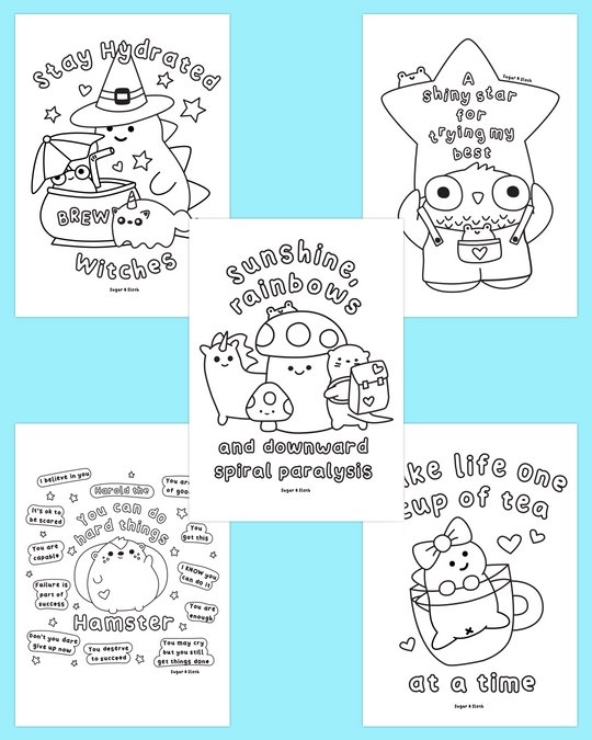 Bundle of 4 Digital PDF Colouring Books - Includes sweary and non-sweary books
