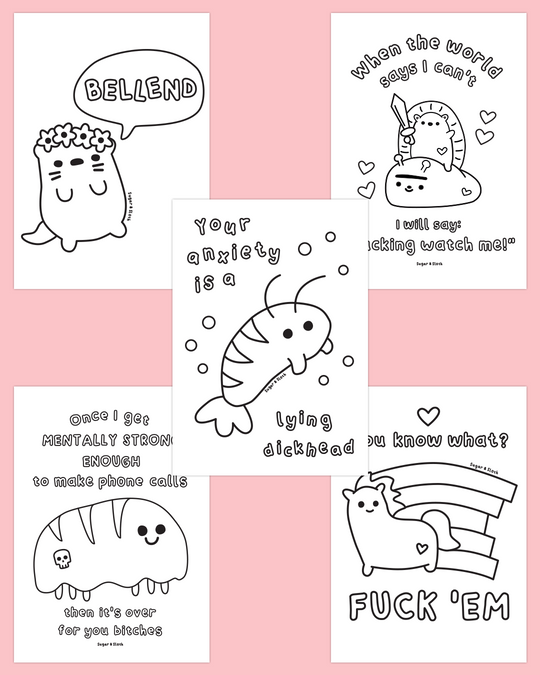 *PDF Download* Love Yourself You Stupid Bitch: The Colouring Book - 40 Bold and Easy Colouring Pages - SUPER SWEARY