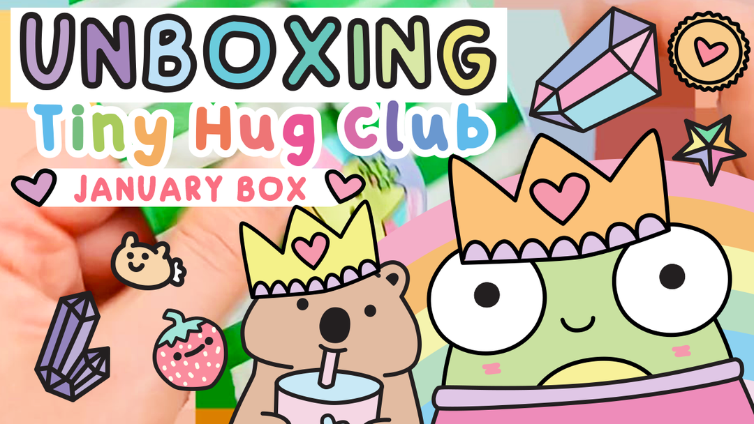 Unboxing our January Pin and Stationery Tiny Hug Club Mystery Box: Ain't No Party Like a PitPat (the frog) Party