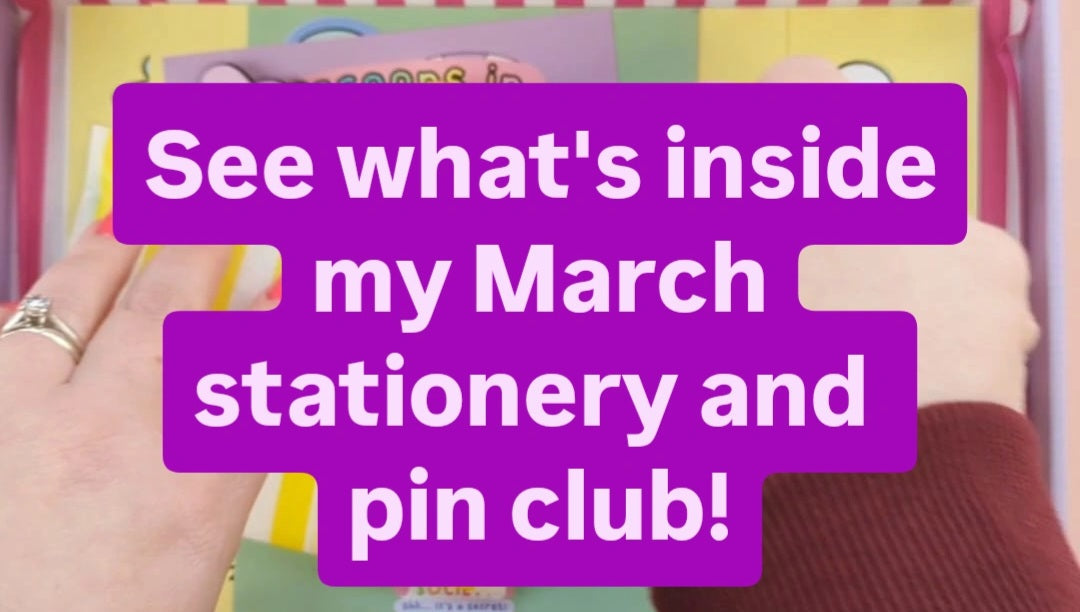 Unboxing our March Pin and Stationery Tiny Hug Club Mystery Box: Raccoons in Hot Air Balloons