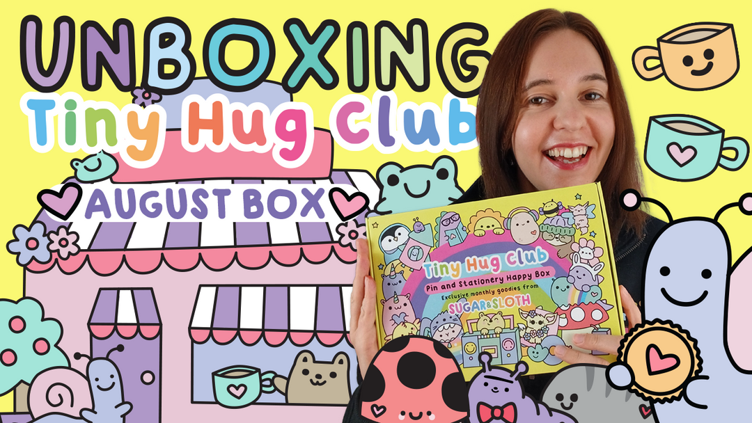 Unboxing the August 2025 Tiny Hug Club: Pin and stationery Mystery Box - Enid the Snail's Tea Emporium