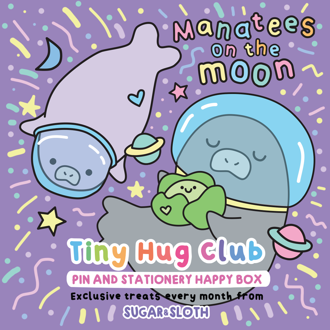Unboxing the July Manatees on the Moon Tiny Hug Club Stationery & Enamel Pin Box