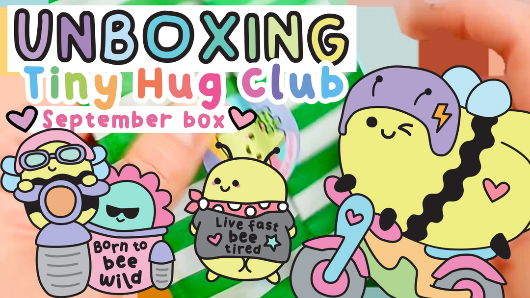 I made a Bumblebee Bikers Stationery Box! Unboxing our SEPTEMBER Tiny Hug Club Stationery & Enamel Pin Box!
