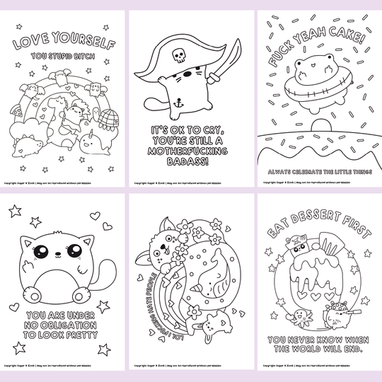 The Digital Sweary Self-Care Bumper Colouring Book *Digital Download*