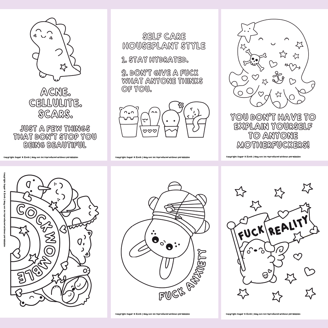 The Digital Sweary Self-Care Bumper Colouring Book *Digital Download*