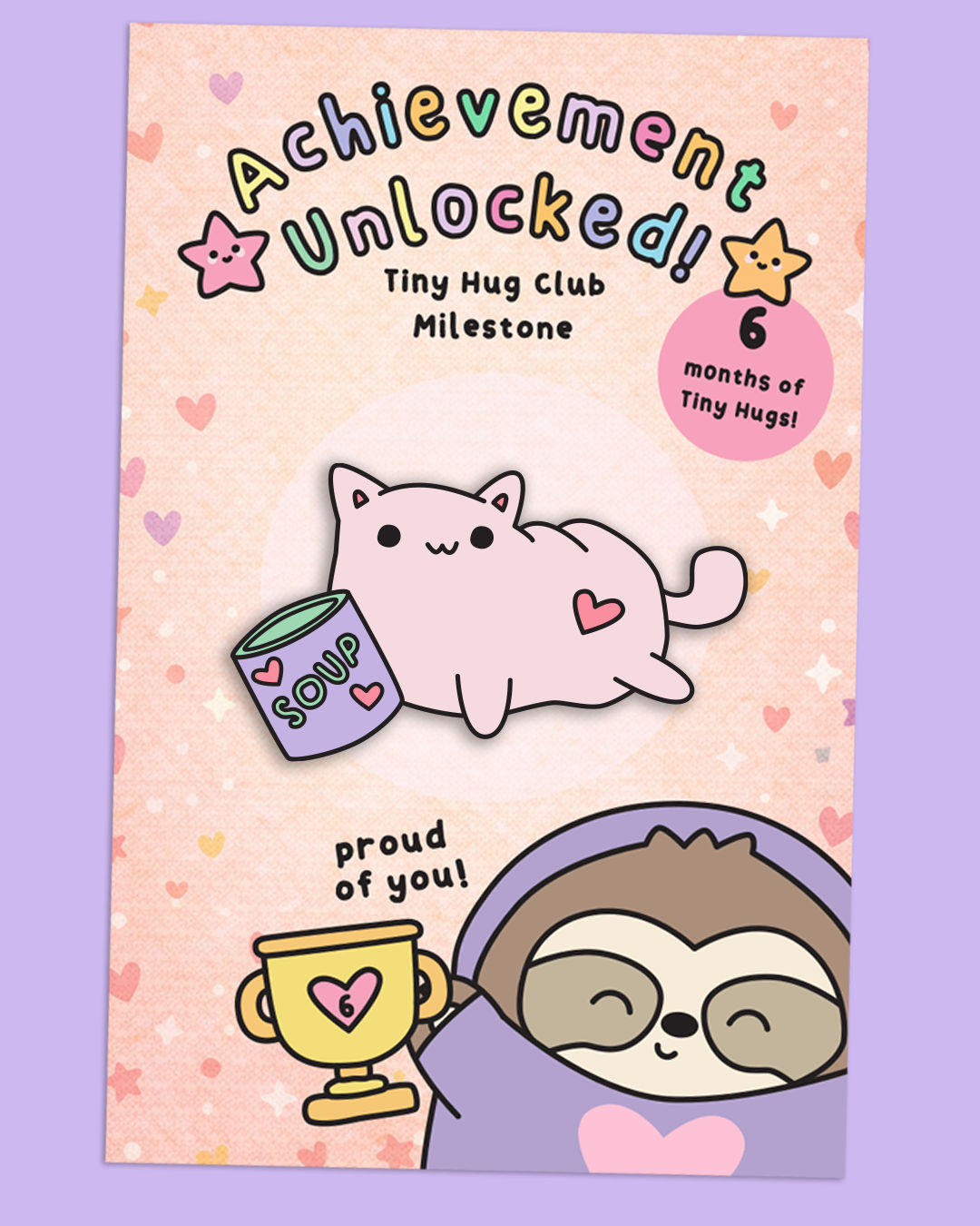 Tiny Hug Club Achievement Pin - 6 Consectutive Boxes