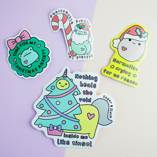 Set of 4 Super Cute Christmas Vinyl Stickers