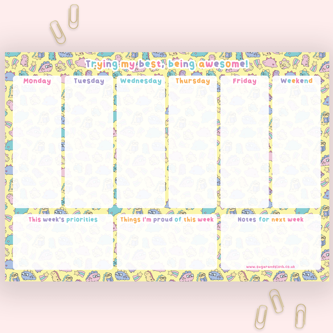 Trying My Best - Dinosaur Weekly A4 Planner
