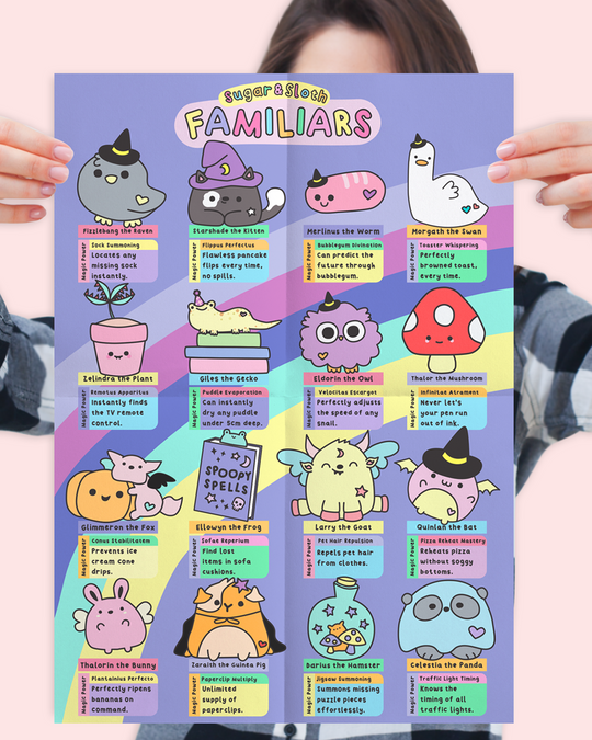 Sugar & Sloth Familiars - Glossy A3 Character Poster
