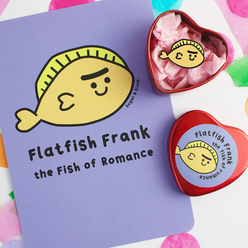 Flat Fish Frank In A Heart Tin