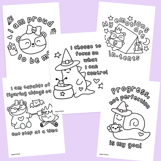 *Digital Download PDF* Goth Panda Goes Glamping, a mini collection of 10 colouring sheets