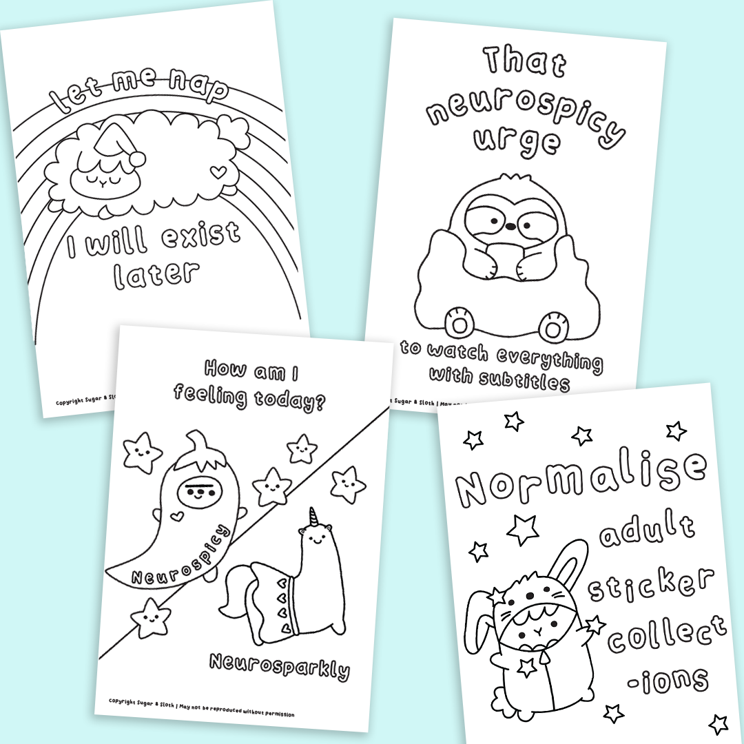 *PDF Download* My Super Cute Neurospicy Colouring Book - 20 Bold and E ...
