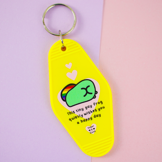 This Tiny Gay Frog Quietly Wishes You A Happy Day  Keyring