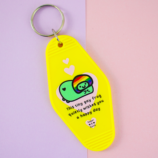 This Tiny Gay Frog Quietly Wishes You A Happy Day  Keyring