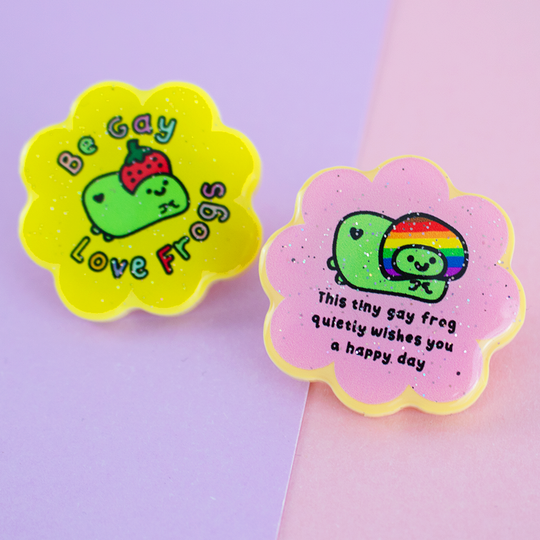 Rainbow Pride Froggies, Set of 2 Acrylic Pins