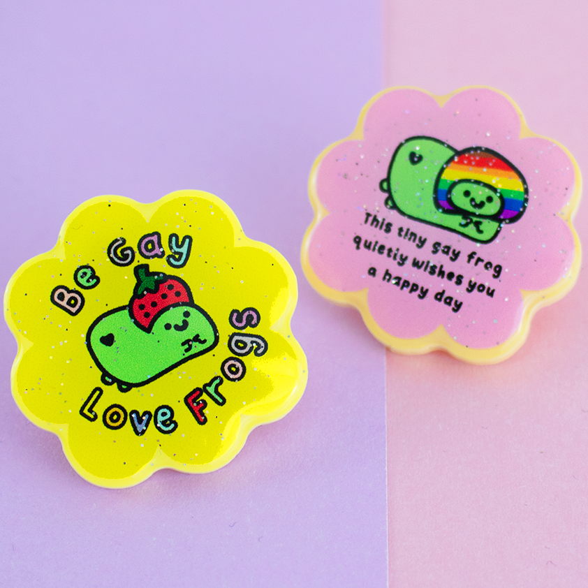 Rainbow Pride Froggies, Set of 2 Acrylic Pins