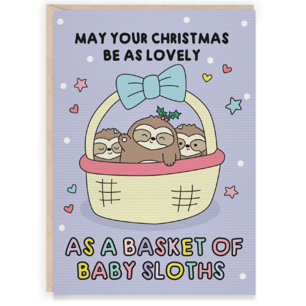 Basket of Baby Sloths Card