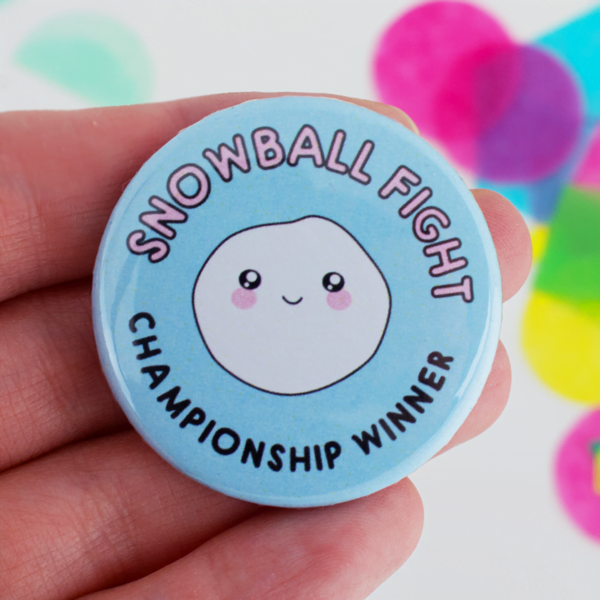 Snowball Fight Championship Winner Button Badge 38mm
