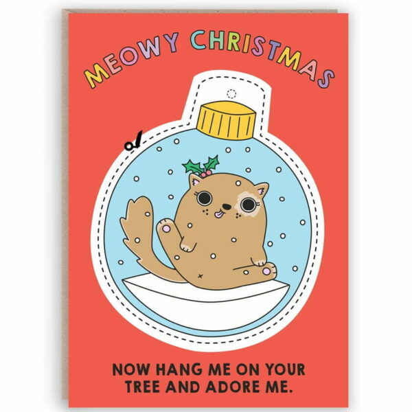 Meowy Christmas Cut-out Cat Decoration Card