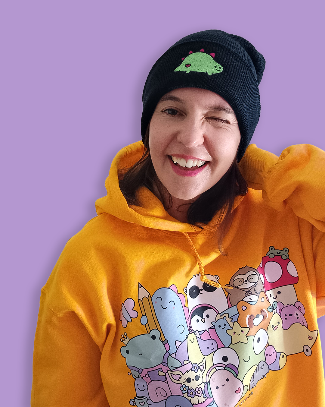 Arnold the Dinosaur Embroidered Cuffed Beanie - Free UK, USA and EU Shipping