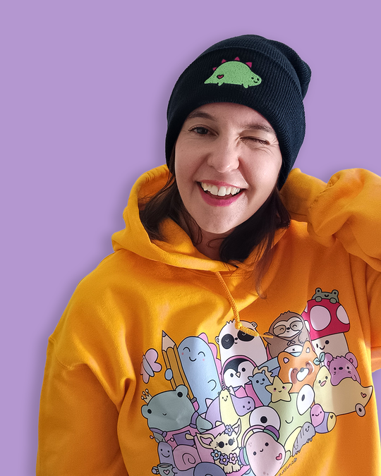 Arnold the Dinosaur Embroidered Cuffed Beanie - Free UK, USA and EU Shipping