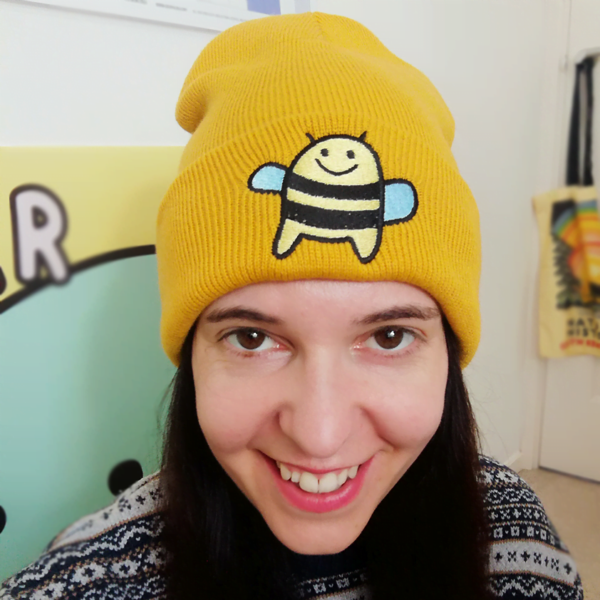 Martha the Bumble Bee Mustard Yellow Embroidered Beanie