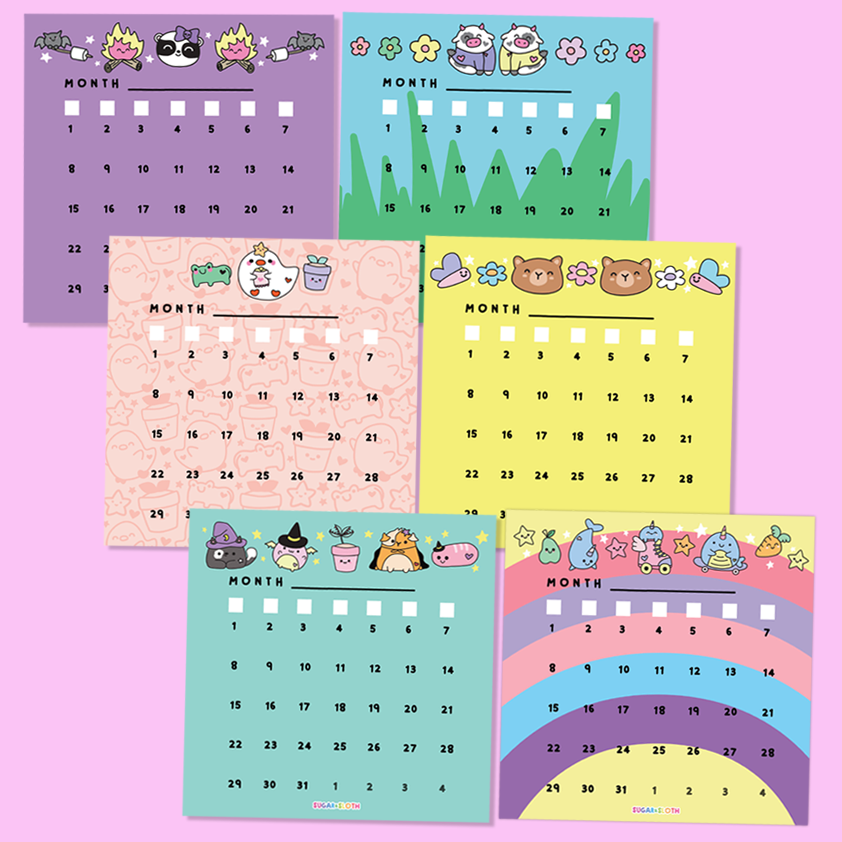 Pack of 6 Mystery Calendar Pages