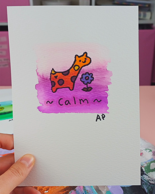 Mini Manifestation 3/6: Calm - Watercolour and Ink original artwork on A5 textured cotton art paper