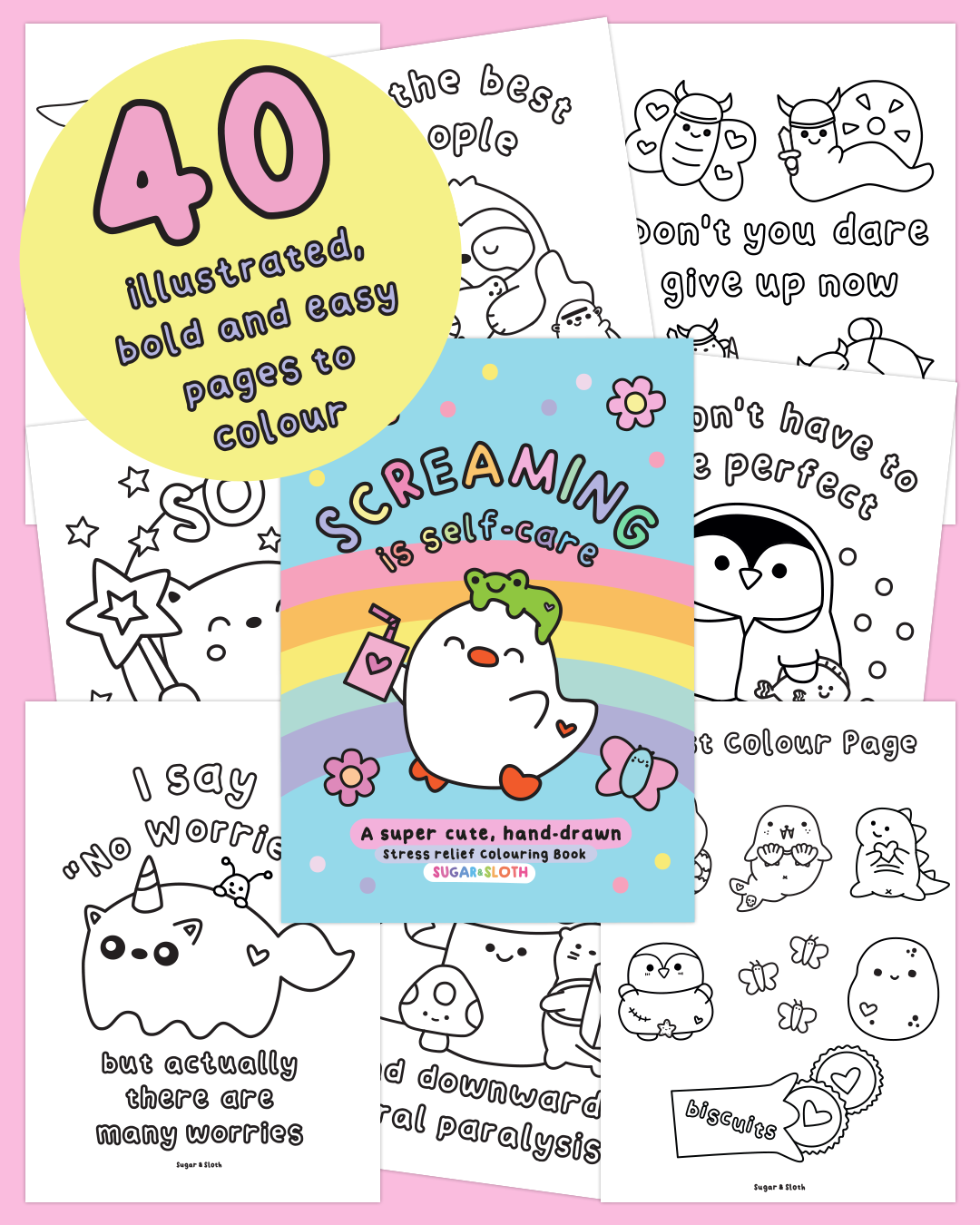 *PDF Download* Screaming is Self-Care: The Colouring Book - 40 Bold and Easy Colouring Pages - No Swear Words